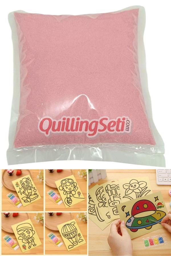Quilling Pembe Renk Kum Boyama Kumu, Quillingseti Aktivite Kumu, Oyun Kumu, Dekoratif Renkli Kum 500Gr - Image 1