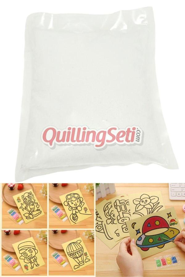Quilling Beyaz Renk Kum Boyama Kumu, Seti Aktivite Kumu, Oyun Kumu, Dekoratif Renkli Kum 500Gr - Image 1