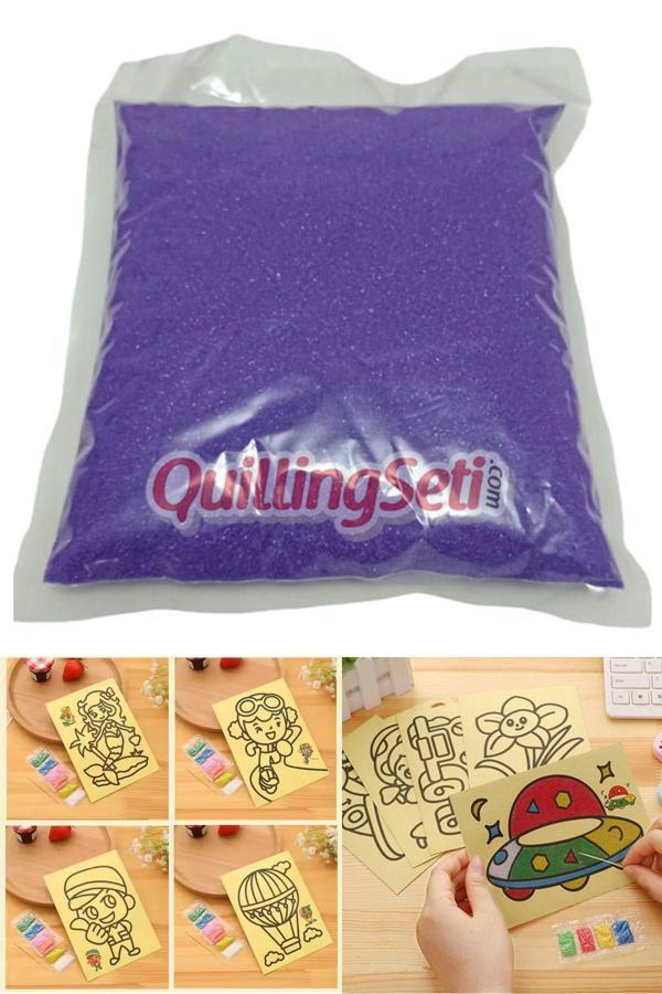 Quilling Mor Renk Kum Boyama Kumu, Seti Aktivite Kumu, Oyun Kumu, Dekoratif Renkli Kum 500Gr - Image 1