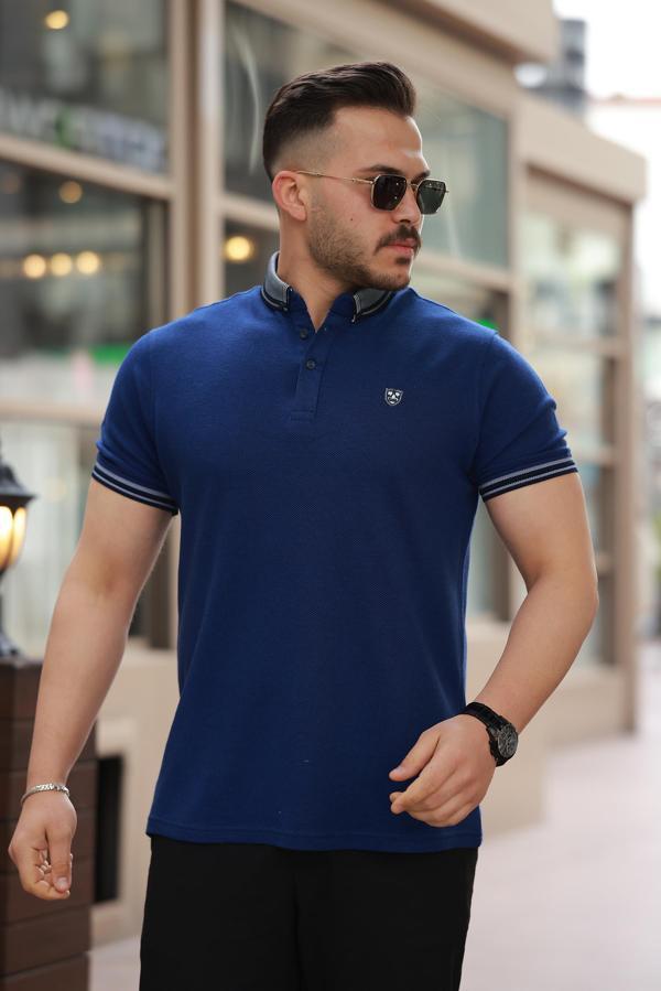 Miron İndigo Logo Nakışlı Polo Yaka Kısa Kollu Tişört -2518 - Image 1