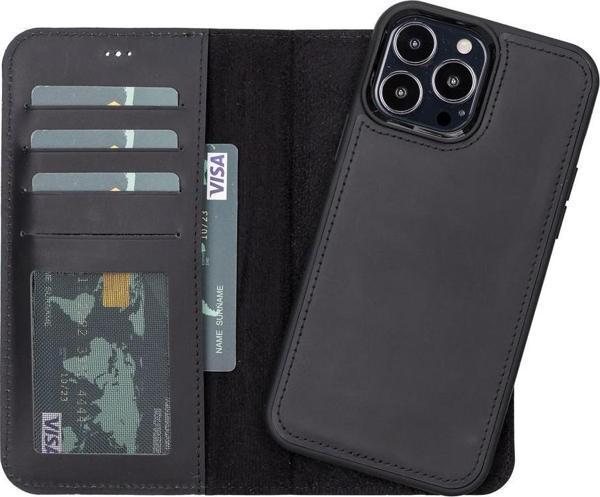 Apple iPhone 13 Pro Uyumlu Deri Cüzdanlı Kılıf Liluri G1 Siyah - Image 1
