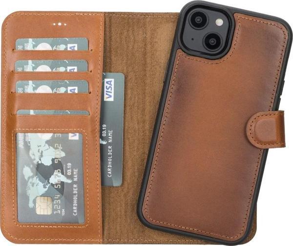 Apple iPhone 14 Plus Uyumlu Deri Cüzdanlı Kılıf MWWN RST2EF Taba - Image 1