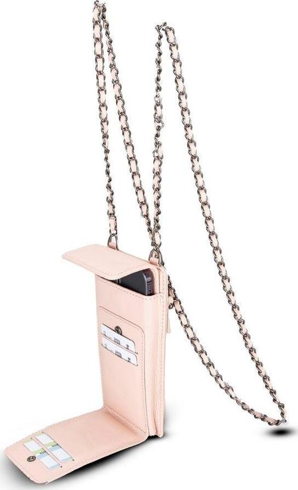 Avjin 6.9 inch Uyumlu Deri Kılıf Cüzdan Askılı ERC5 Pembe - Image 1