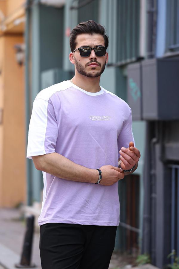 Miron Lila Beyaz Strong Finish Baskılı Oversize Kısa Kolu Tişört- 2411 - Image 1