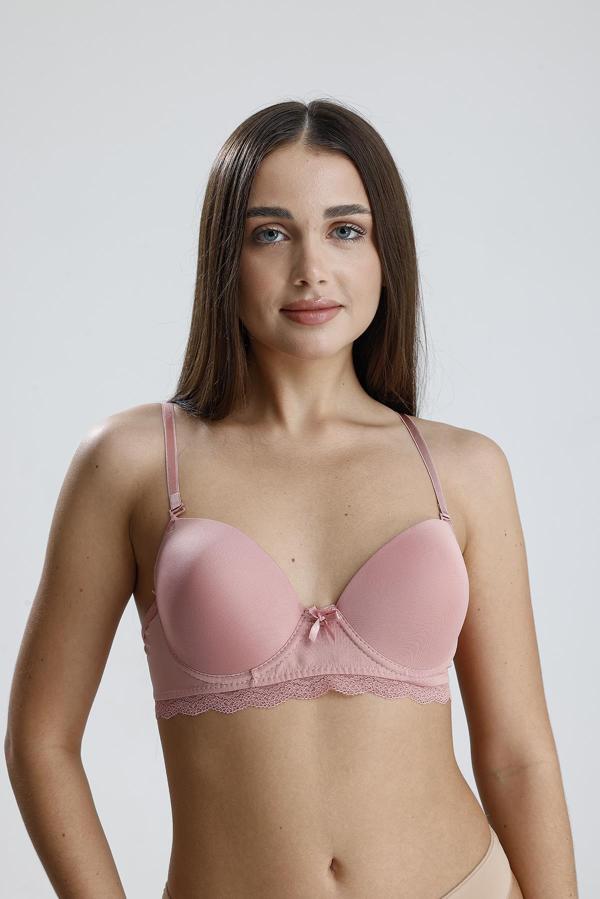 Destekli Dantel Detay Sütyen | Pembe 936 - Image 1
