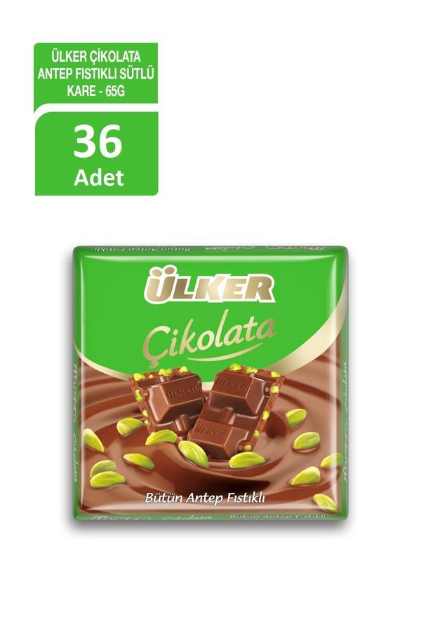 Ülker Çikolata Antepfıstıklı Sütlü Kare 65 Gram x36 Adet - Image 1