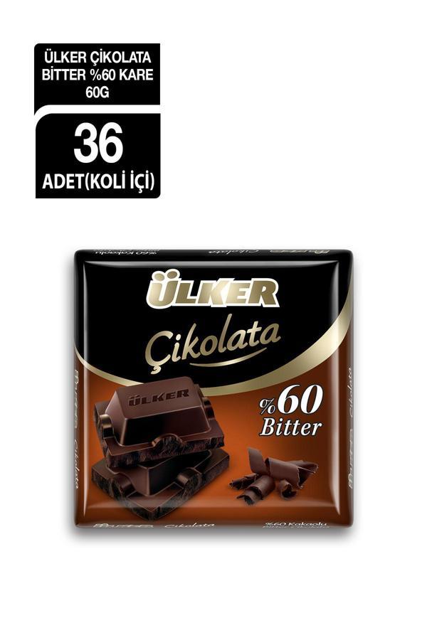 ÜLKER ÇIKOLATA BITTER %60KARE 60GR x36 ADET - Image 1
