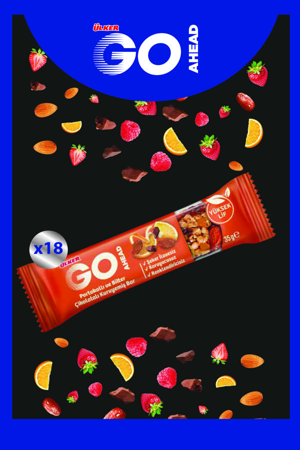 GO AHEAD PORTAKALLI ÜZÜMLÜ KURUYEMİŞ BAR 35G x 18 - Image 1