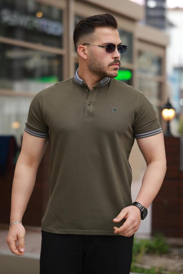 Miron Haki Logo Nakışlı Polo Yaka Kısa Kollu Tişört -2518 - Image 1