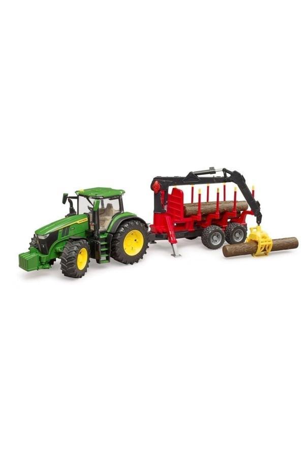 BRUDER 03154 JOHN DEERE TRAKTÖR VE KÜTÜK TAŞIYICI RÖMORK - Image 1