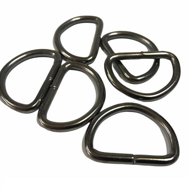 D Metal Halka, Çanta Sapı İçin D Halka 5 Adet Siyah Nikel 3 cm - Image 1