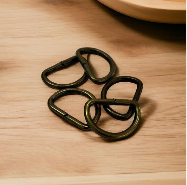 D Metal Halka, Çanta Sapı İçin D Halka 5 Adet Antik Kahve 3 cm - Image 1