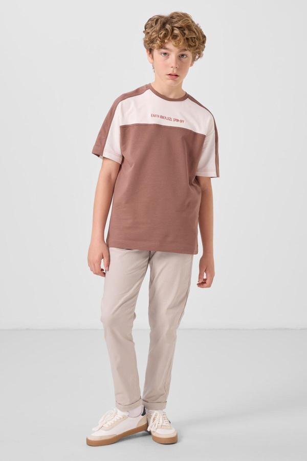 Taş Standart Fit Dokuma Hafif Esnek Chino Erkek Çocuk Pantolon - 11272 - Image 1