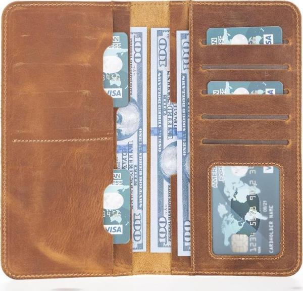 Rio 5.5 inch Uyumlu Deri Kartlıklı Kılıf G19 Taba - Image 1