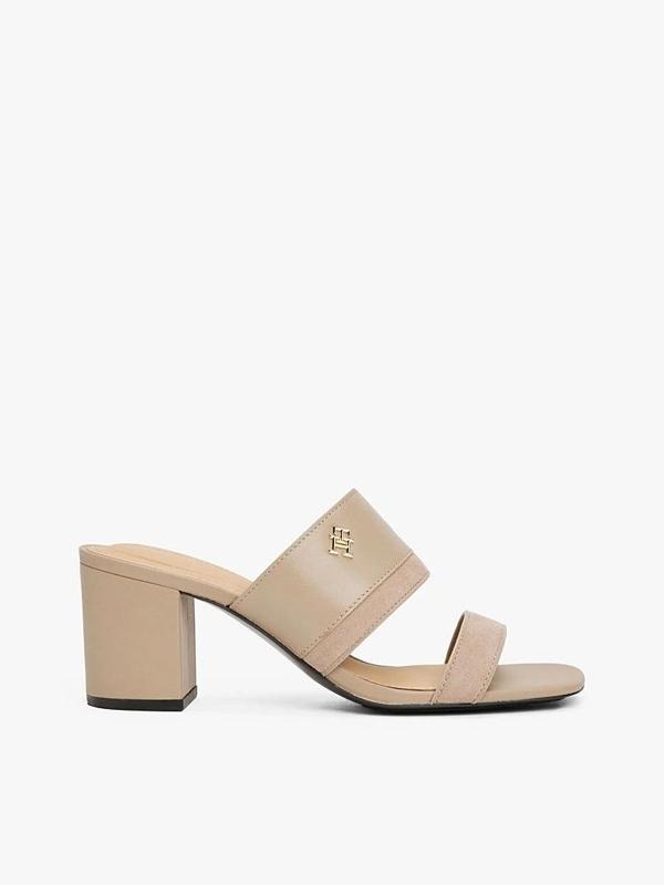 Tommy Hilfiger LEATHER & SUEDE BLOCK HEEL MULE Kadın Terlik FW0FW08530AFE - Image 1