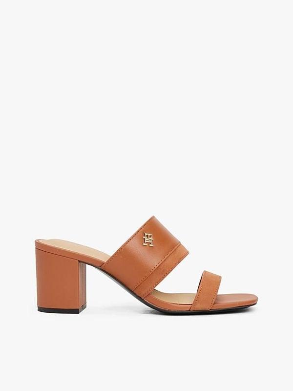 Tommy Hilfiger LEATHER & SUEDE BLOCK HEEL MULE Kadın Terlik FW0FW08530GPA - Image 1