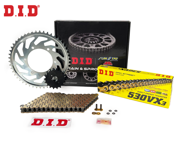 ZİNCİR DİŞLİ SETİ TRIUMPH SPRINT RS (955 cc) (2002-2003) / TRIUMPH / SPRINT RS / 955cc / ZİNCİR: DID-530VX3 (Gold)-108 / - Image 1