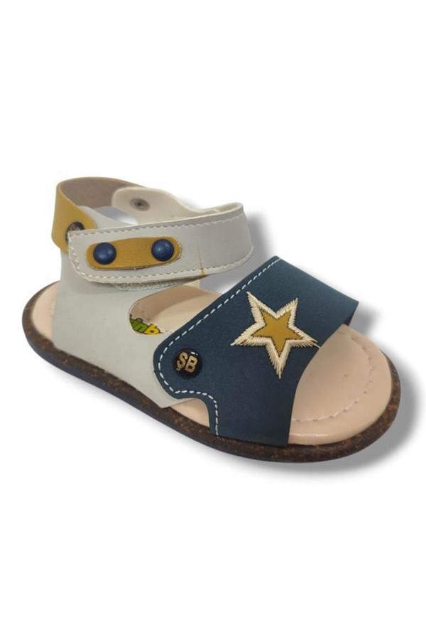 Şirinbebe 1551-20 Anatomik Yıldız Desen Cirtli Erkek Çocuk Sandalet Sari Gri 21-25 - Image 1