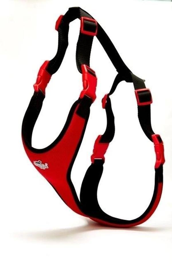 Doggie Softlu Siyah Köpek Bel Tasması 70/95 cm Kırmızı - Image 1