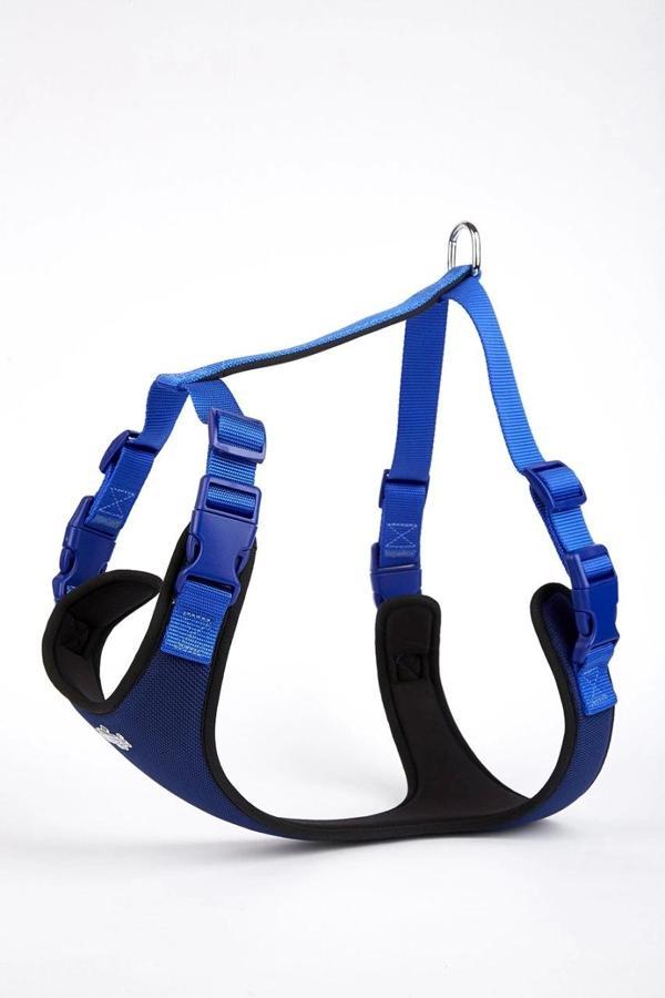 Doggie Softlu Siyah Köpek Bel Tasması 70/95 cm Mavi - Image 1
