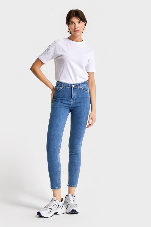 Kadın Mavi Renk 1s5-5 Süper Skinny Fit Yüksek Bel Likralı Kumaş İç Boy 68cm Denim Jean - Image 1