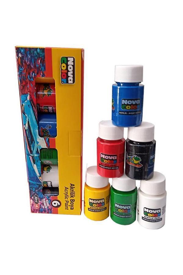 Akrilik Boya 6 Renk 30 ml 1 Paket Akrilik Boya Seti 6 lı Ahşap Tuval Taş Ağaç Boyamalar İçin İdea Boyama Seti - Image 1