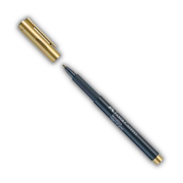Altın Sarı Metalik Marker Kalem 1.5 mm Keçe Uçlu 1 Adet Faber Altın Sarı Metalik Markör Davetiye Kalemi 1 Adet - Image 1