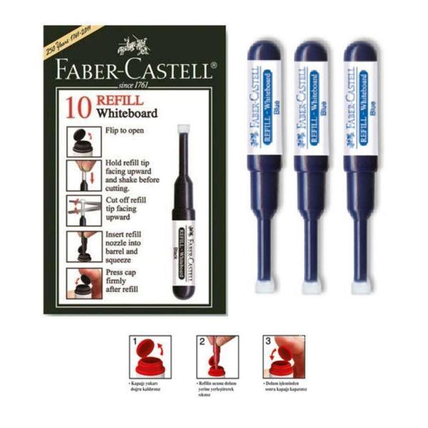 Mavi Yazı Tahta Kalemi Mürekkebi 3 Adet Faber Castell W-20 Yazı Tahta Kalemi Mürekkep - Image 1