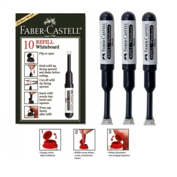 Siyah Yazı Tahta Kalemi Mürekkebi 3 Adet Faber Castell W-20 Yazı Tahta Kalemi Mürekkep - Image 1