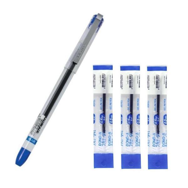 Mavi My Gel 0.5mm Ince Iğne Uçlu Jel Kalem 1 Adet ve Kalem Yedeği 3 Adet Dong-A My-jel Pilot Kalem Yedeği - Image 1