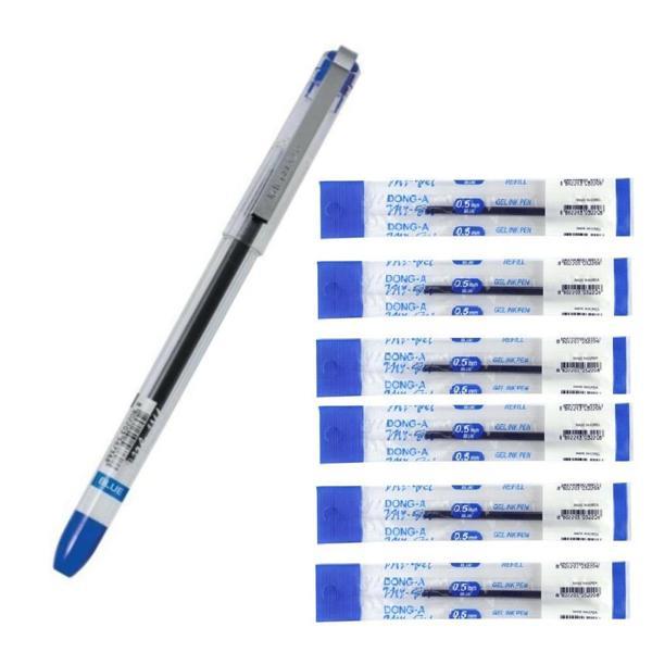 Mavi My Gel 0.5mm Ince Iğne Uçlu Jel Kalem 1 Adet ve Kalem Yedeği 6 Adet Dong-A My-jel Pilot Kalem Yedeği - Image 1