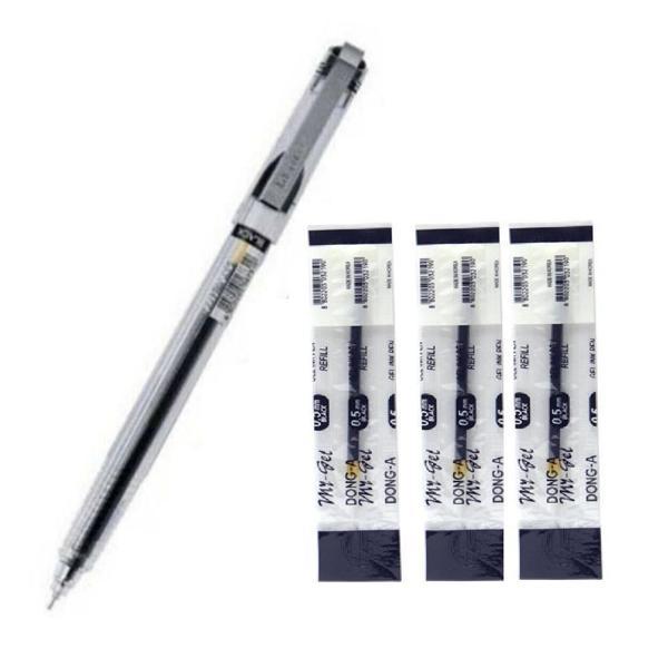 Siyah My Gel 0.5mm Ince Iğne Uçlu Jel Kalem 1 Adet ve Kalem Yedeği 3 Adet Dong-A My-jel Pilot Kalem Yedeği - Image 1