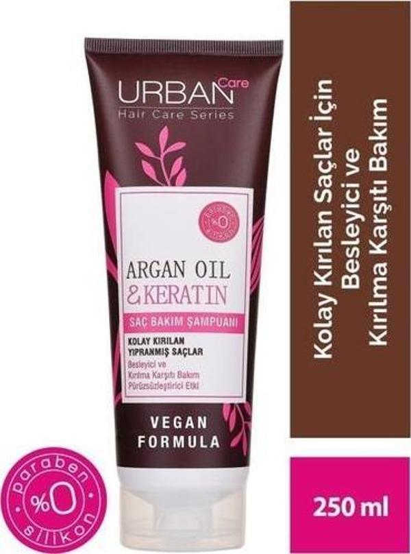 Urban Care Argan Yağı&Keratin Kolay Kırılan Yıpranmış Saçlara Özel Saç Bakım Şampuanı-Vegan-250Ml - Image 1