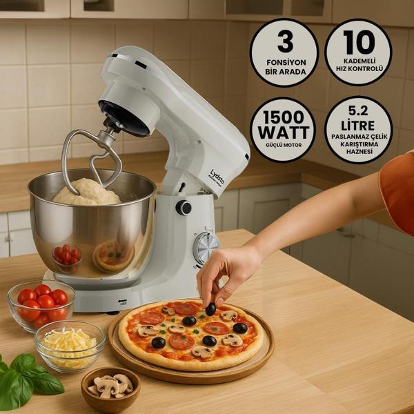 Kitchen Helper PV-4700 1500W-5.2 Litre -10 Kademe Hız Ayarı  Stand Mikser Hamur Yoğurma Makinesi - Image 1