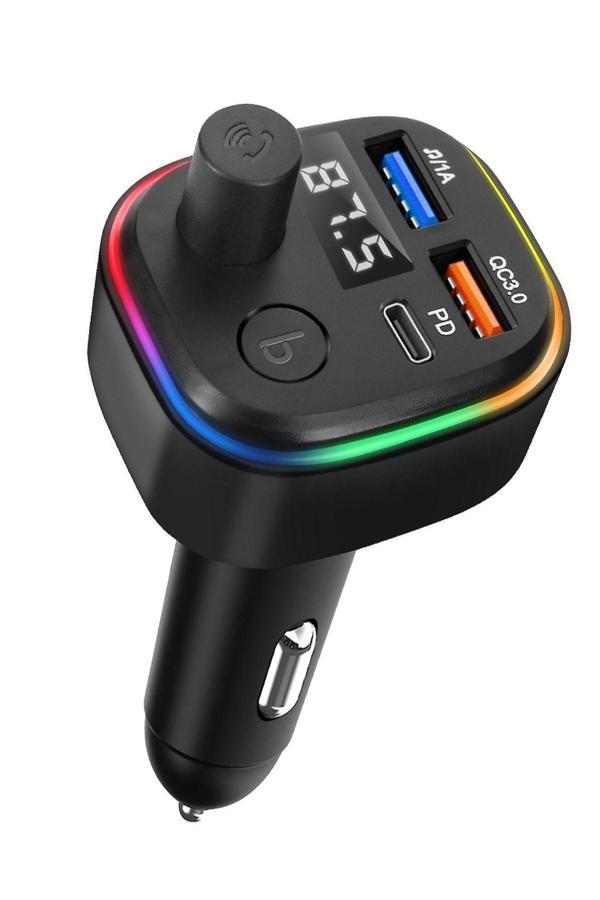 Araç Bluetooth 5.1 Fm Transmitter Cihazı Araba Müzik Mp3 Çalar Oto Çakmaklık 30w Hızlı Şarj Aleti - Image 1