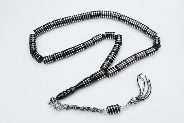 Oltu Taşı Kesme Model  Burgu Vida İşlemeli Tespih - Image 1