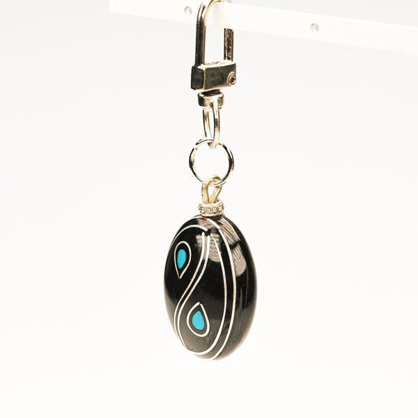 Damla Tasarım Mine İşlemeli Oltu Taşı Anahtarlık - Image 1