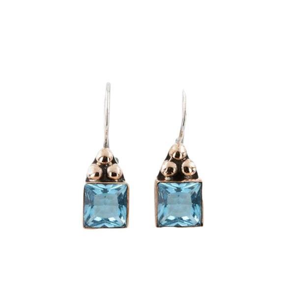 Aquamarine Taşlı Gümüş Otantik Küpe - Image 1