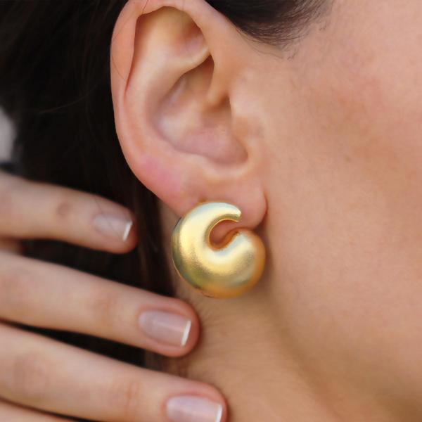 Yan Bottega Gold Bombeli Gümüş Küpe - Image 1