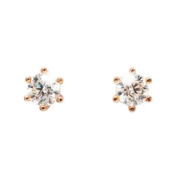 Sky Diamond Rose Altın Kaplama Tektaş Montür Vidalı Küpe - Image 1