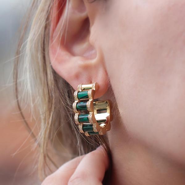 Peridot Taşlı Gold Kaplama Küpe - Image 1