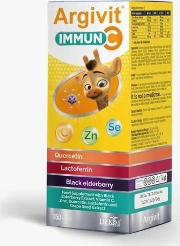 Argivit Immun C Vitamini, Kara Mürver Ekstresi, Çinko, Kuarsetin, Ve Laktoferrin İçeren Takviye Edic - Image 1