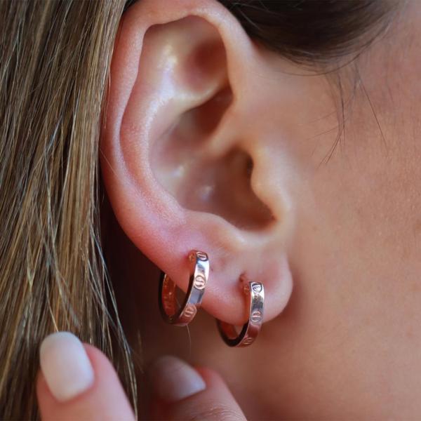 Crtr Modeli Rose Gold Kaplama Halka Gümüş Küpe - Image 1