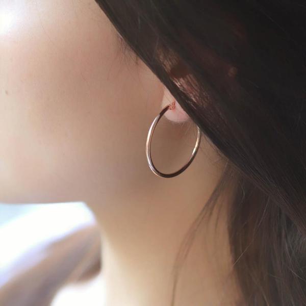 Rose Gold Kaplama Gümüş Halka Küpe - Image 1
