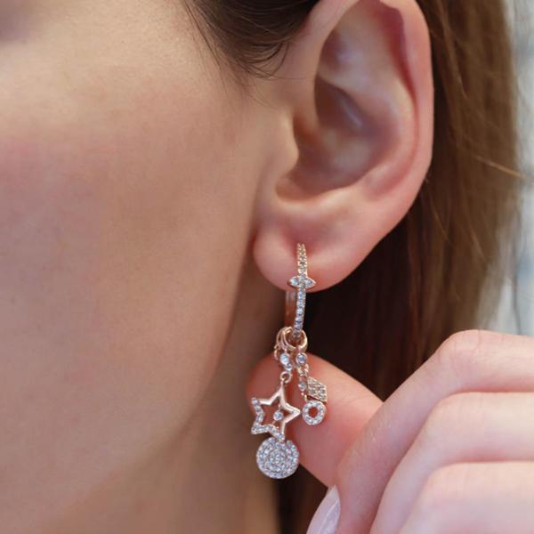 Yıldız Rose Gold Kaplama Charm Küpe - Image 1