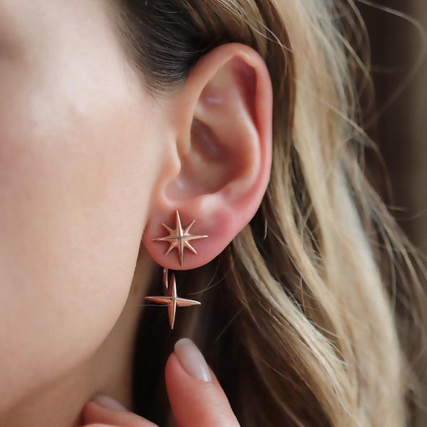 Rose Gold Kaplama Lodestar Gümüş Küpe - Image 1