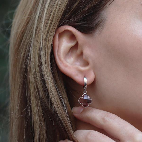 İkonik Alhambra Modeli Zultanit Taşlı Modeli Gümüş Küpe - Image 1