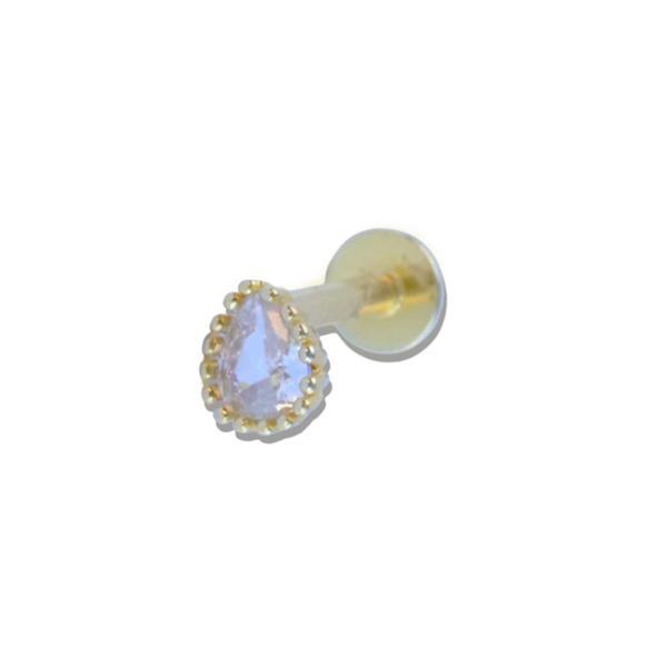 Damla Taşlı Gold Gümüş Tragus - Image 1