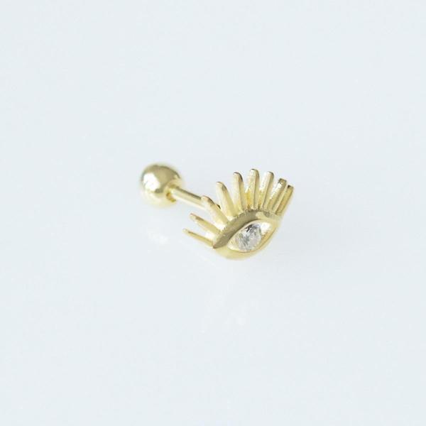 Zirkon Taşlı Göz Modeli Gold Kaplama Gümüş Küpe - Image 1