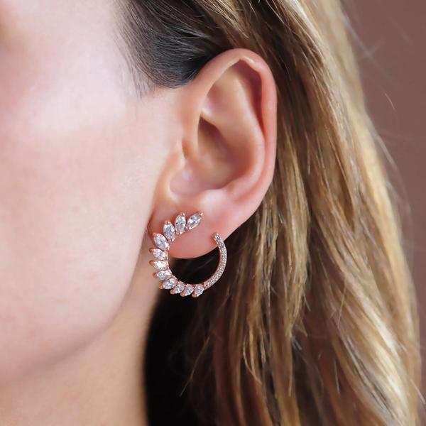 Damla Tasarım Rose Gold Kaplama Gümüş Küpe - Image 1